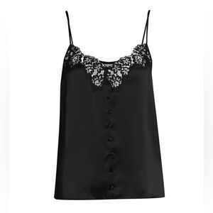 Cami NYC Matilda Silk Button Black Camisole